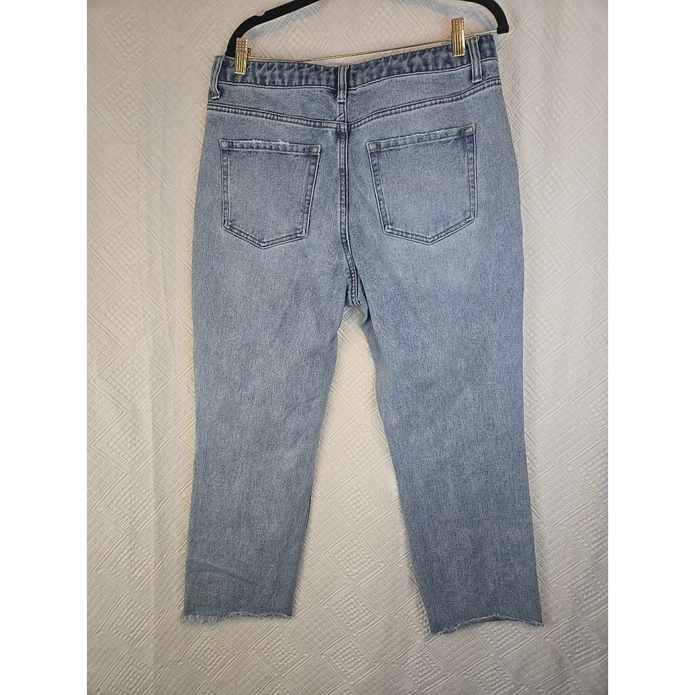 Vervet Size 31 High Rise Distressed Straight Leg Raw Hem Blue Denim Jeans - Picture 9 of 11